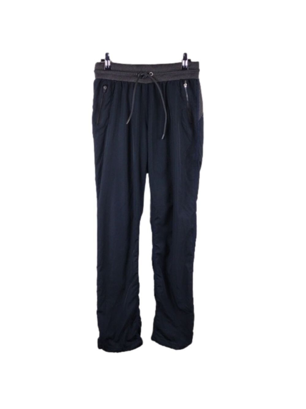 Fabletics Black Polyester Mid Rise Straight Leg Drawstring Pull On Athletic Pant